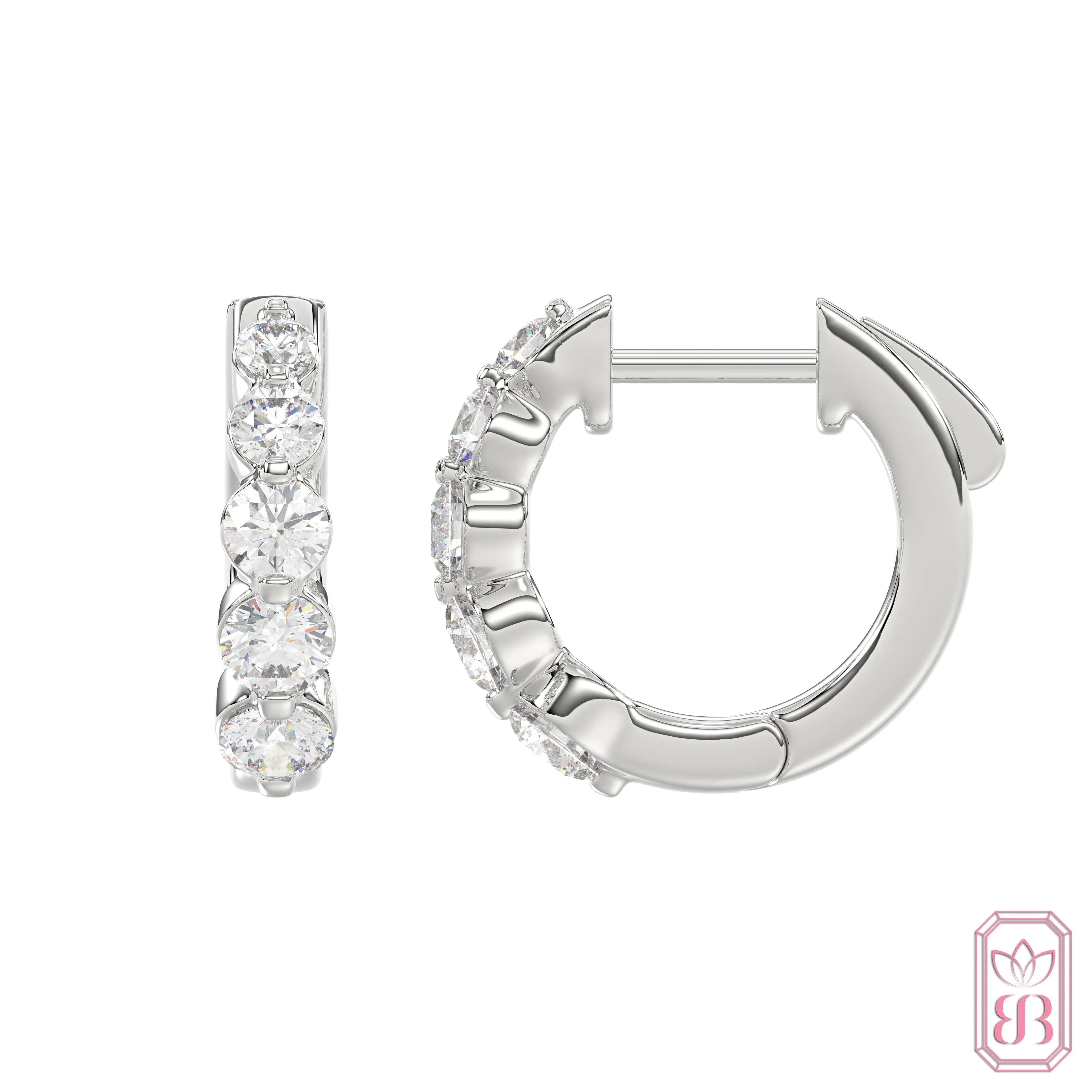 Diamond Huggies - Hoop Earrings | 1.00 CTW Lab-Created Diamonds | Sterling Silver