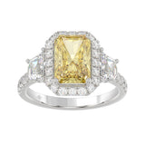 14K WHITE GOLD 4 1/4CT ROUND/TRAPEZOID/RADIANT DIAMOND LADIES RING (CENTER STONE YELLOW RADIANT DIAMOND 3.00CT)