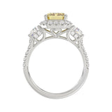 14K WHITE GOLD 4 1/4CT ROUND/TRAPEZOID/RADIANT DIAMOND LADIES RING (CENTER STONE YELLOW RADIANT DIAMOND 3.00CT)