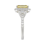14K WHITE GOLD 4 1/4CT ROUND/TRAPEZOID/RADIANT DIAMOND LADIES RING (CENTER STONE YELLOW RADIANT DIAMOND 3.00CT)