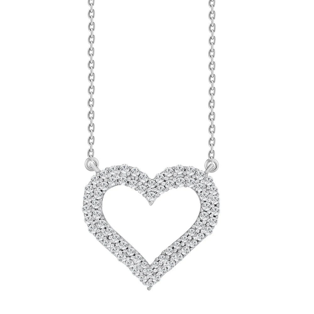 10K White Gold 0.50ct Round Diamond Ladies Heart Necklace