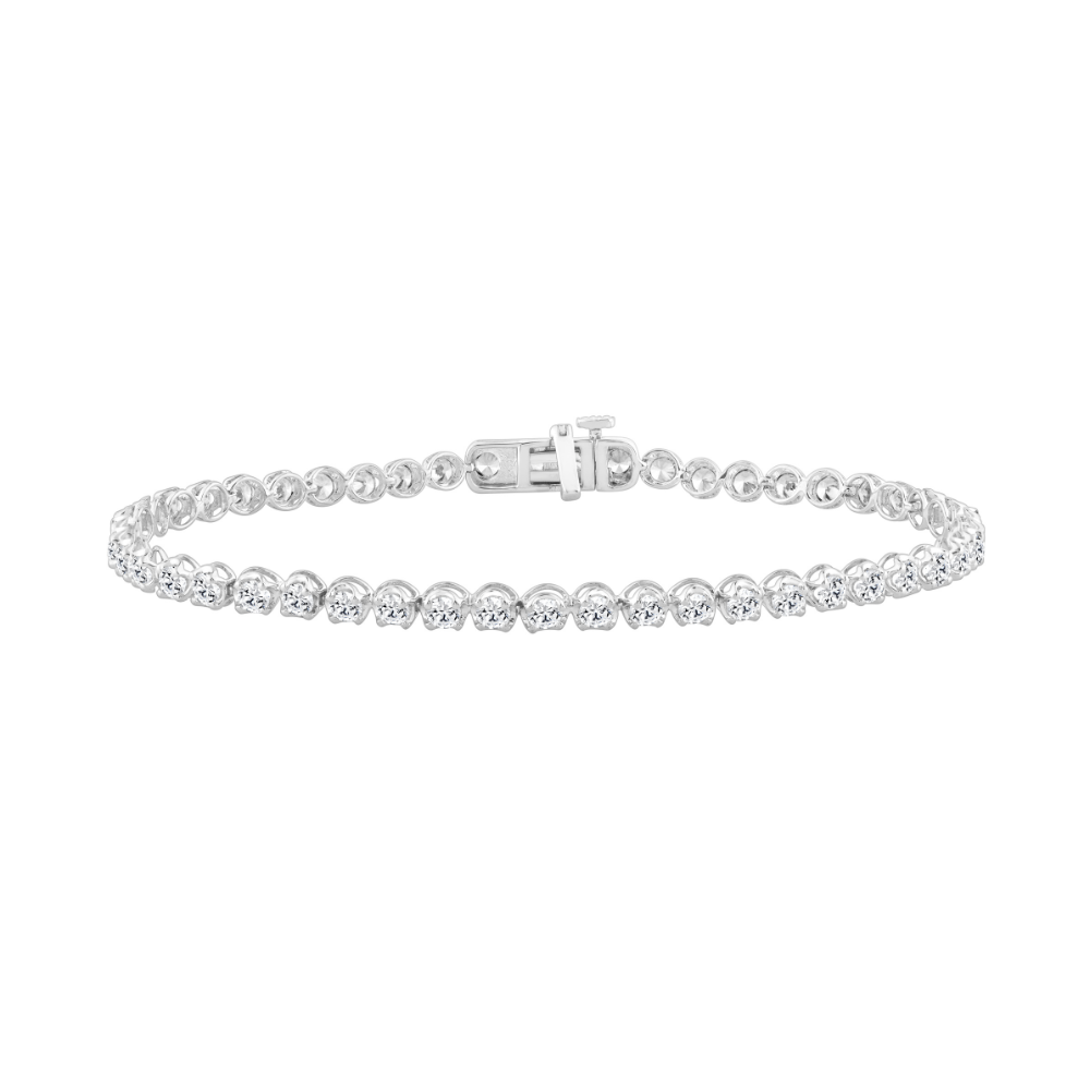 Silver 3.00ct Round Diamond Ladies Bracelet